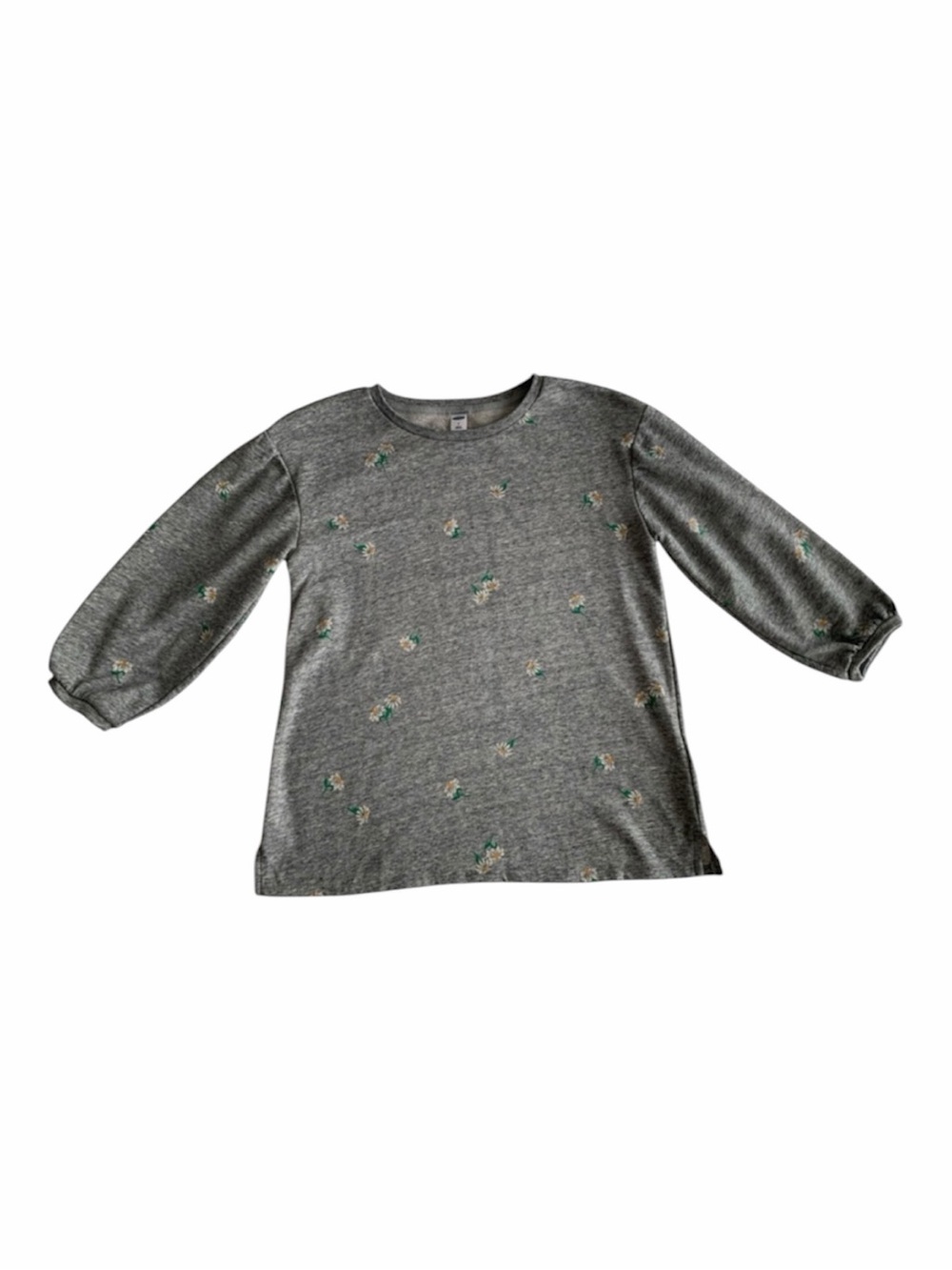 Old Navy Women’s S Gray Floral Daisy French Terry Relaxed Balloon Sleeve Top